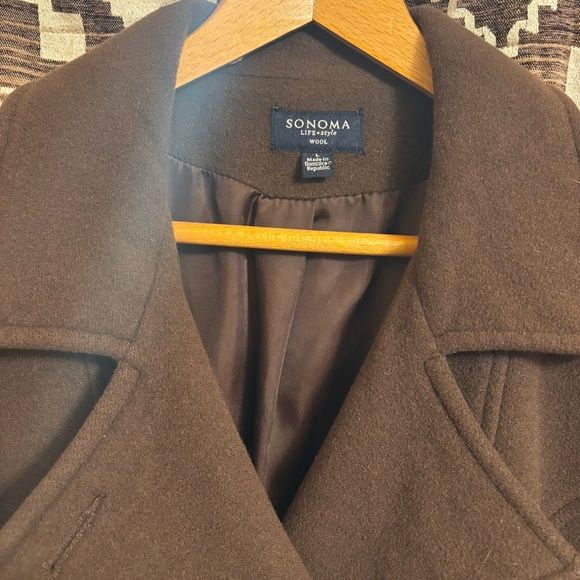 Women’s Sonoma Brown Wool Button Jacket, Size L / Large - Picture 3 of 13